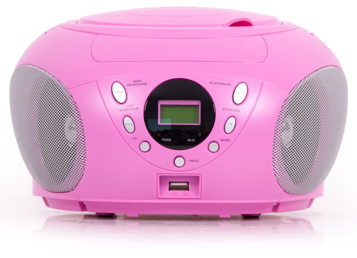 Kinder Boomblaster CD Player Radio Spieler USB  rosa  