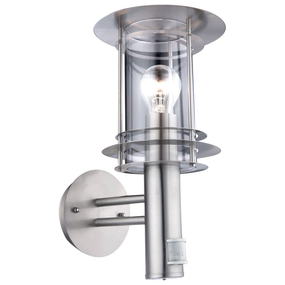 Moderne Edelstahl Wandlampe für Außen mit Bewegungsmelder Lampen