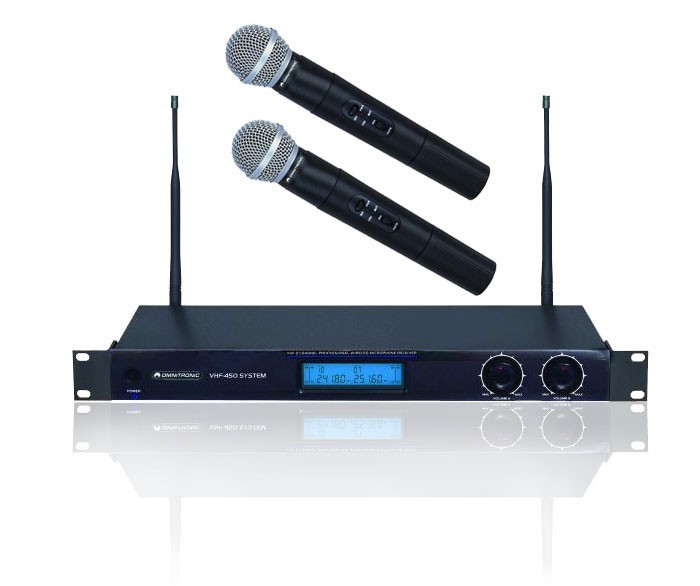 Funkmikrofon-System 2x Mikrofon Omnitronic VHF-450 – Bild 1