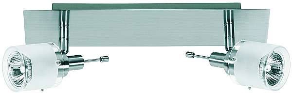 Halogen-Deckenbalken 2x50W, GU10 230V, gebürstetes Alu, Glasmant