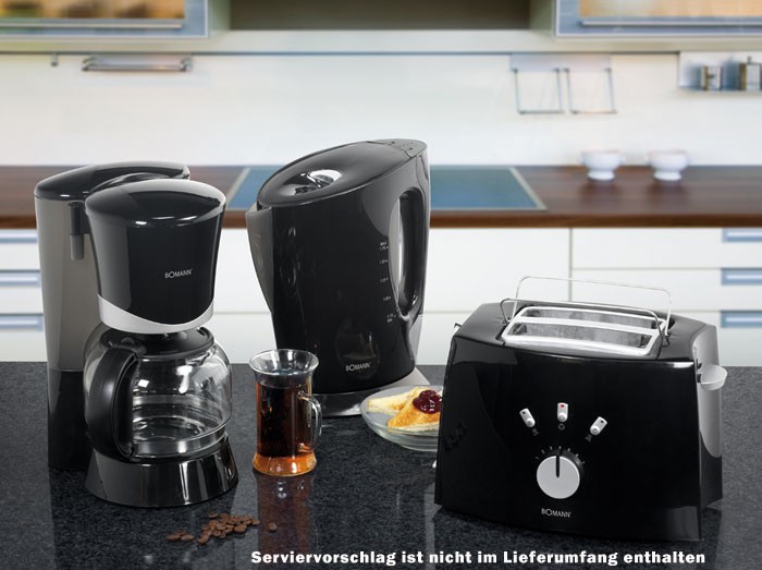 Kaffeemaschine Wasserkocher Toaster Kaffeeautomat Frühstücks-Set FS 1500 schwarz