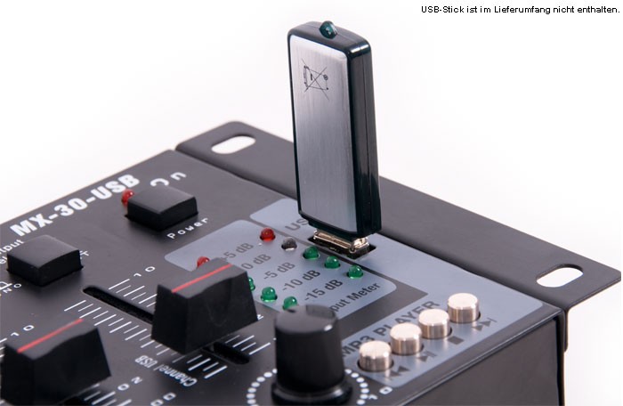 4-Kanal DJ PA USB MP3 Mischpult Mixer Party Disco MX-30-USB bl – Bild 2