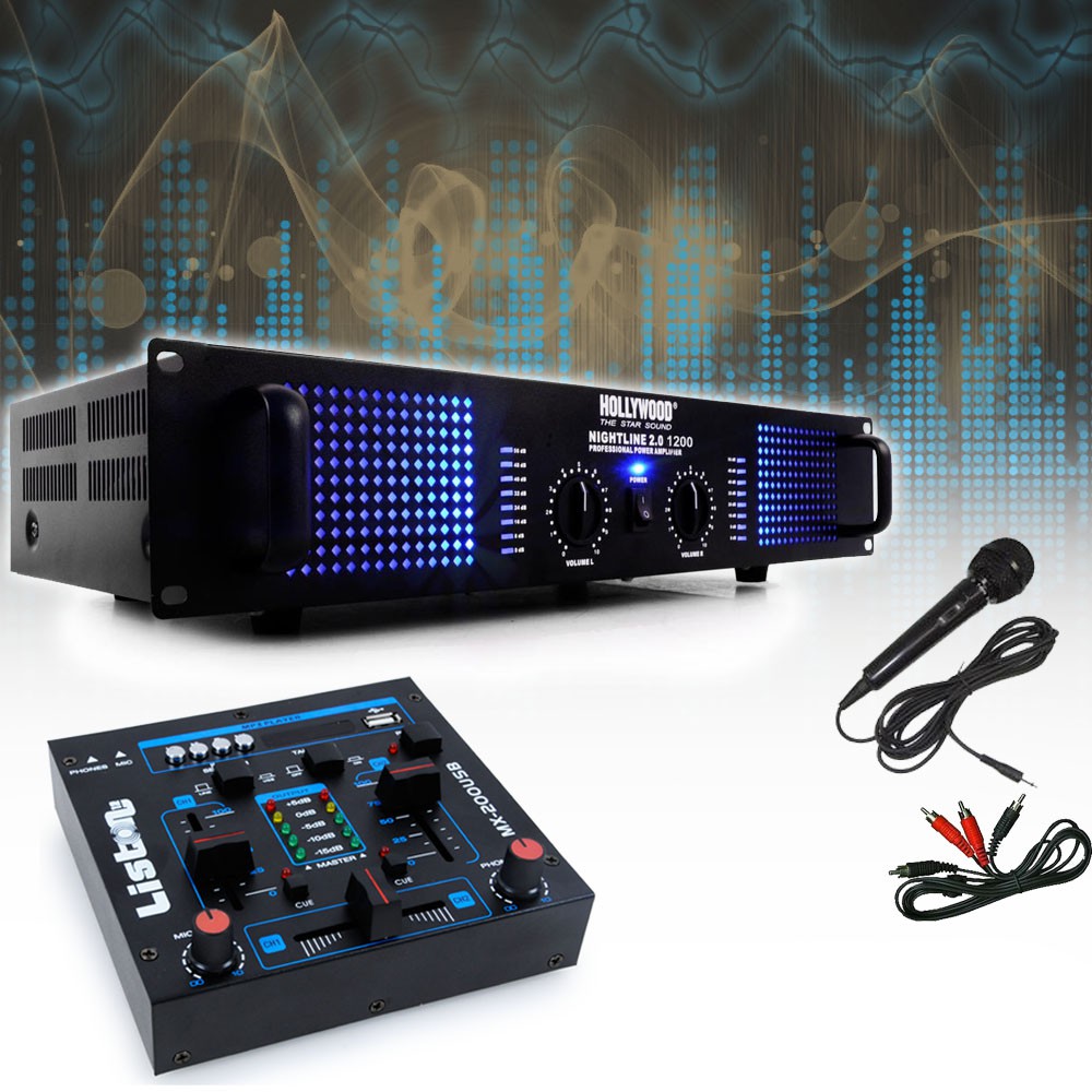2400 Watt Verstärker mit USB Mixer und Mikrofon DJ-209 – Bild 2