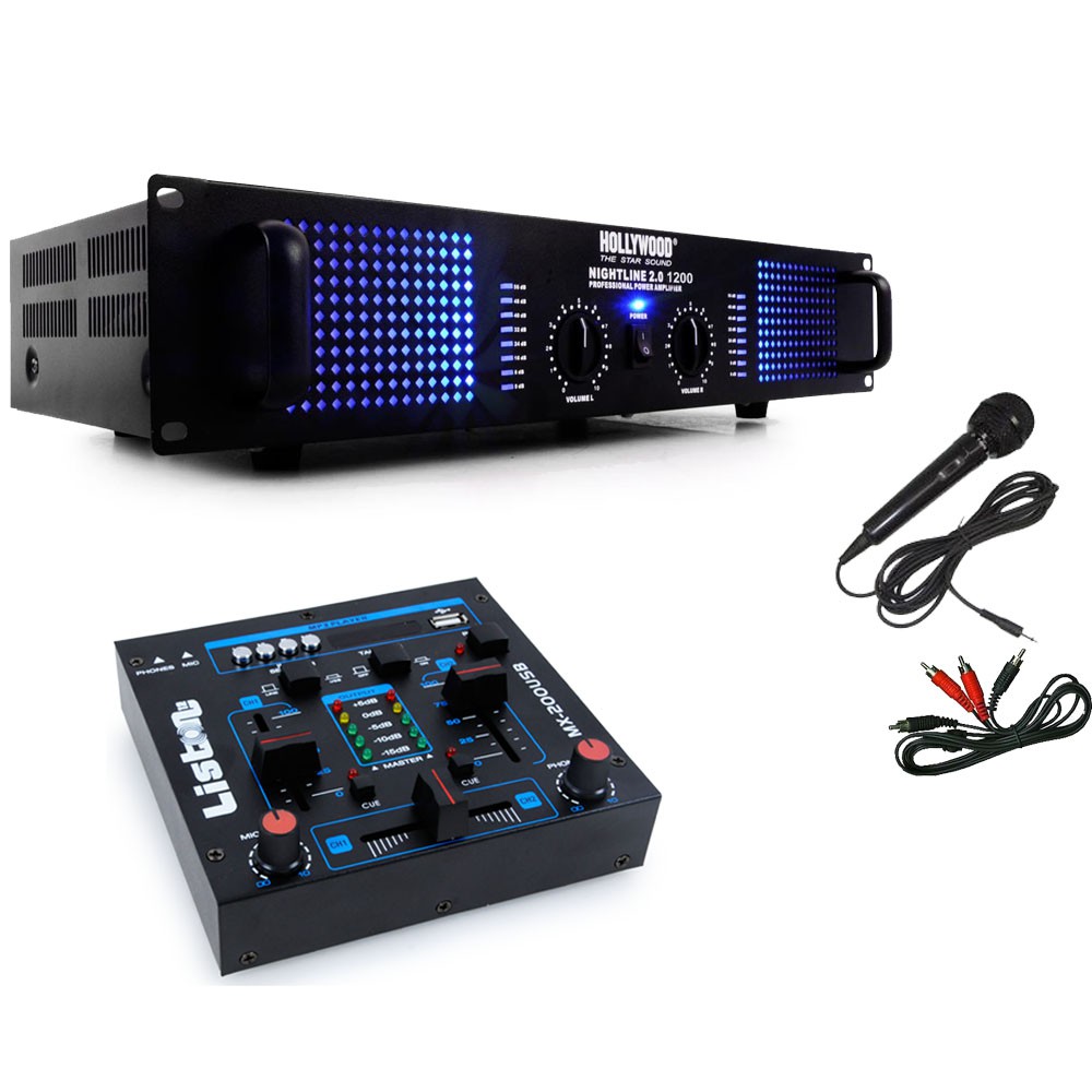 2400 Watt Verstärker mit USB Mixer und Mikrofon DJ-209 – Bild 1