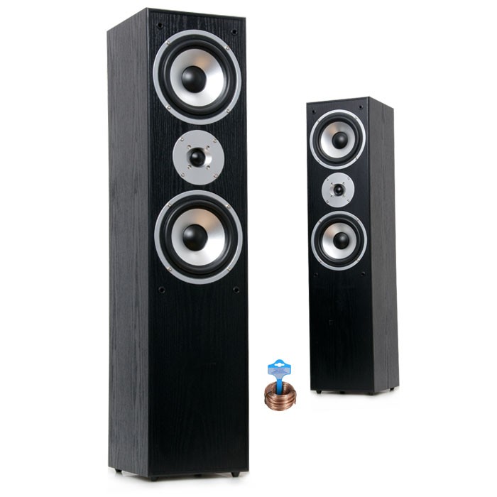 500W Paar Lautsprecherboxen in schwarz mit 25m Kabel HIFI 45 – Bild 1