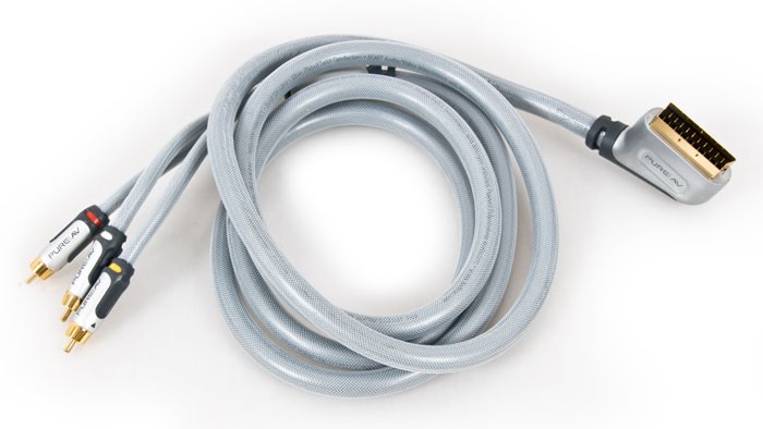 Audiokabel Videokabel 3x Cinch Stecker - Scart Stecker 2,50m