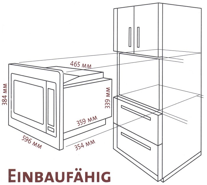 Einbau Mikrowelle mit Grill Edelstahl Kindersicherung Timer Bomann MWG 2215 EB – Bild 2