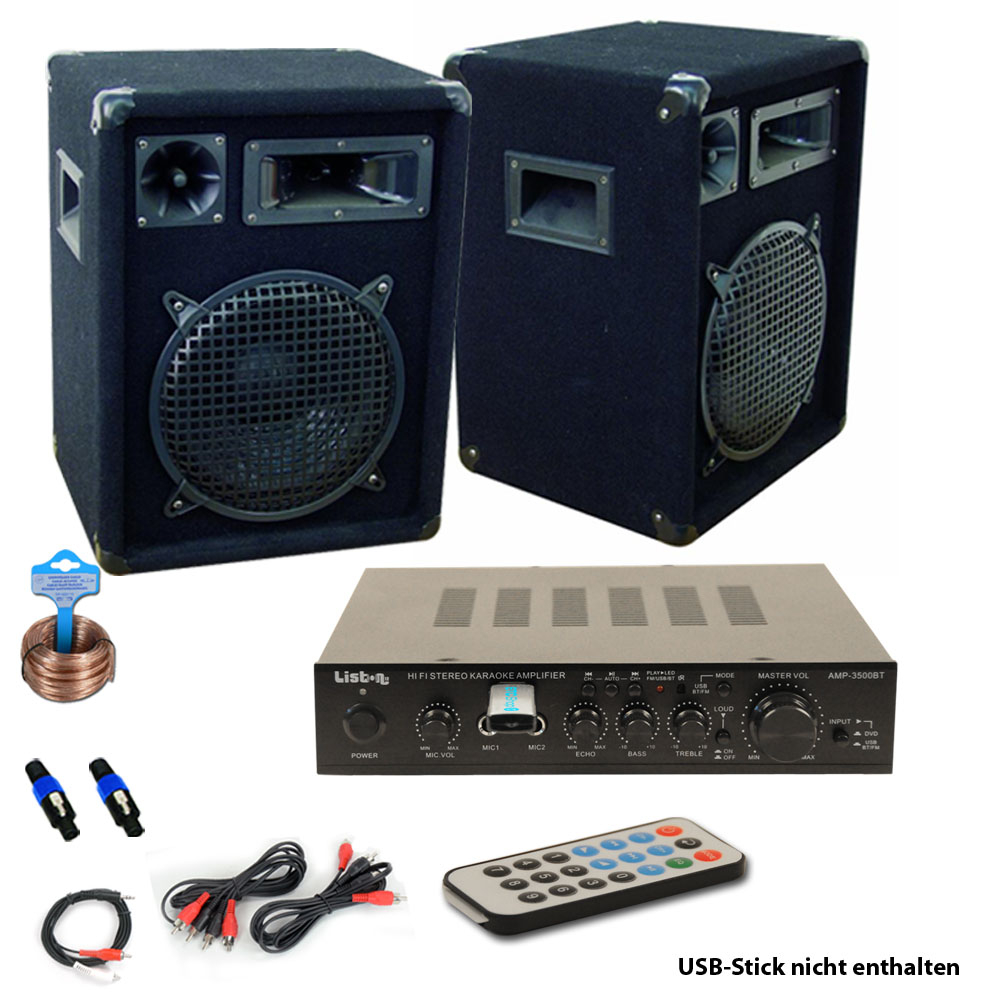 PA Anlage mit Bluetooth Receiver mit USB und Fernbedienung – Bild 1