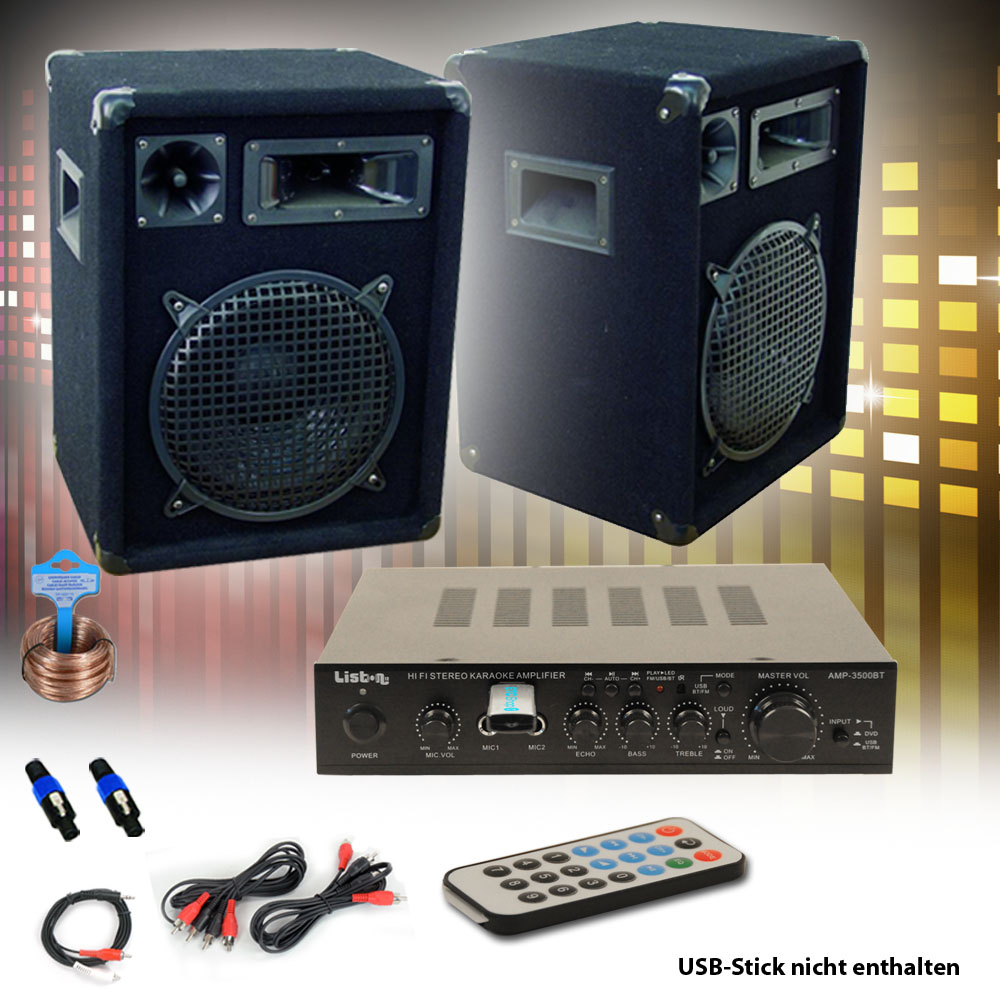 PA Anlage mit Bluetooth Receiver mit USB und Fernbedienung – Bild 2