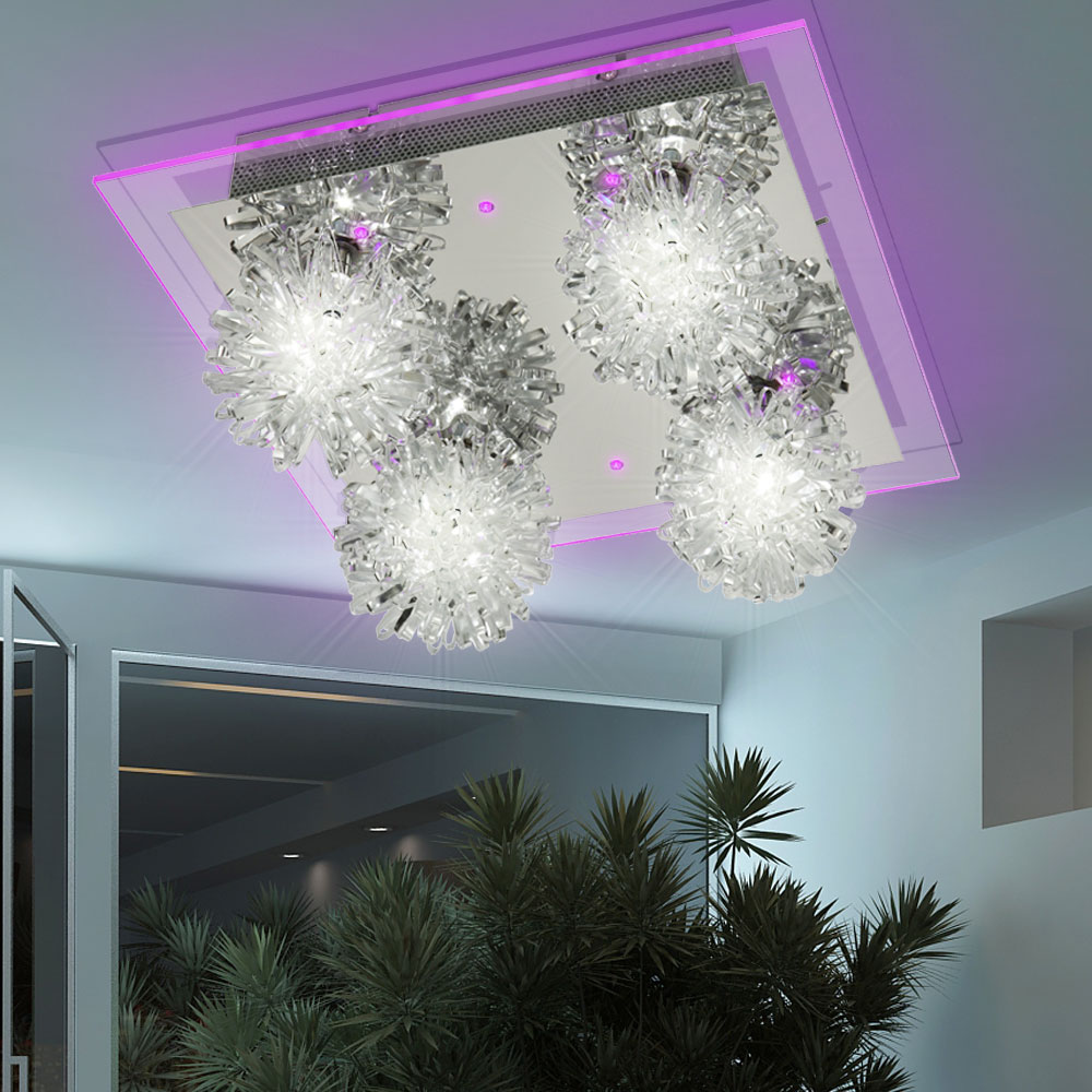 Deckenleuchte aus Kunststoff und Stahl mit lila LEDs – Bild 2