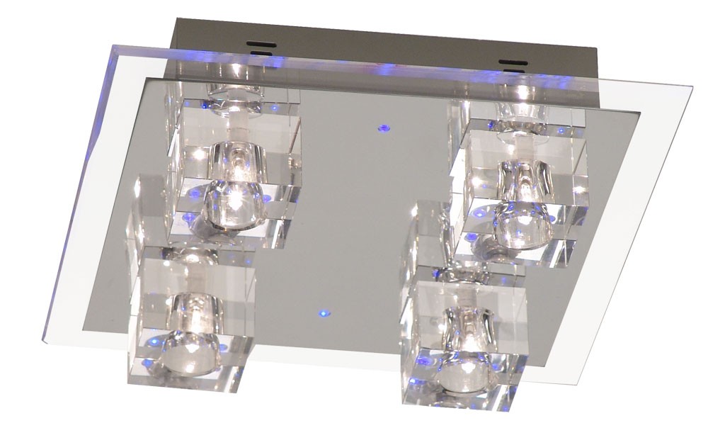 Deckenlampe mit blauem LED Effekt und Halogen-Leuchten – Bild 1
