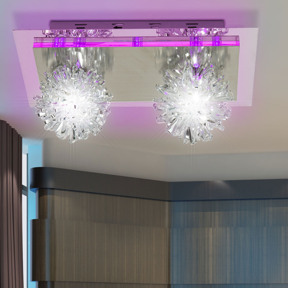 Deckenlampe mit lila Kristallglas und lila LEDs – Bild 2