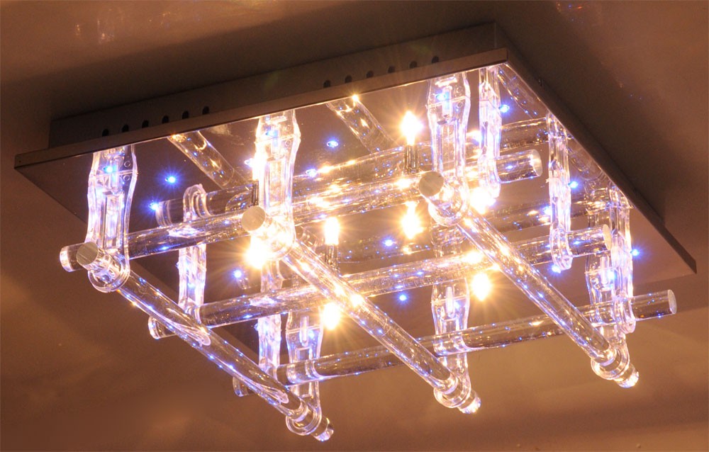 Deckenlampe mit Effektbeleuchtung in blau und Fernbedienung – Bild 7