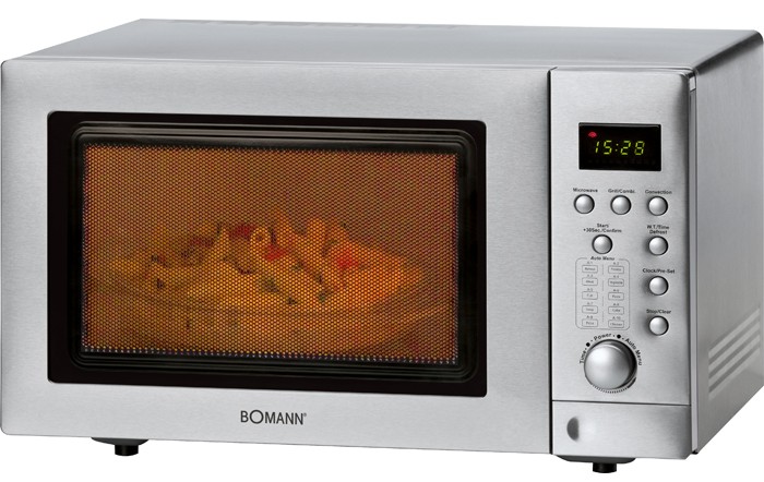 Doppelgrill Heißluft Mikrowelle Garraum Pizza-Programm Drehteller Bomann MWG 2218