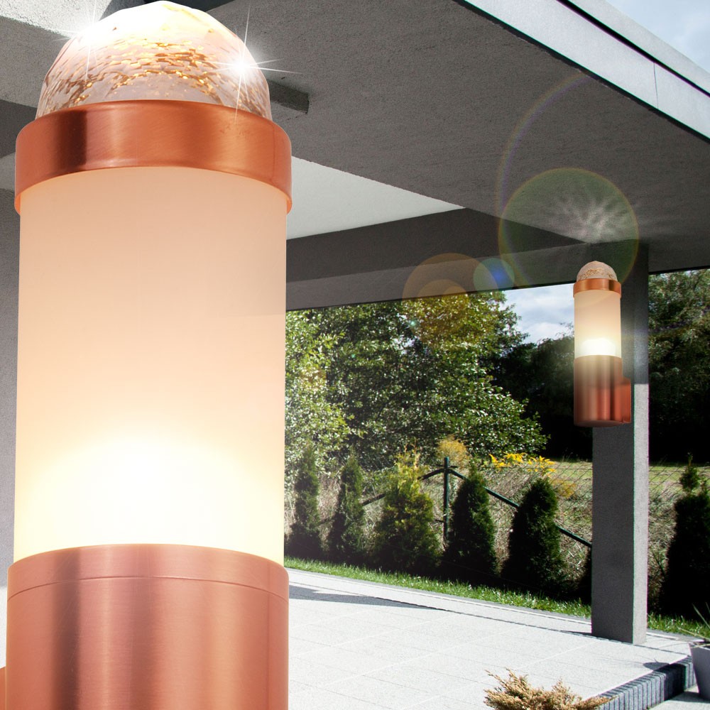 Außenlampe aus Edelstahl mit Kupfer und Kristallen – Bild 2