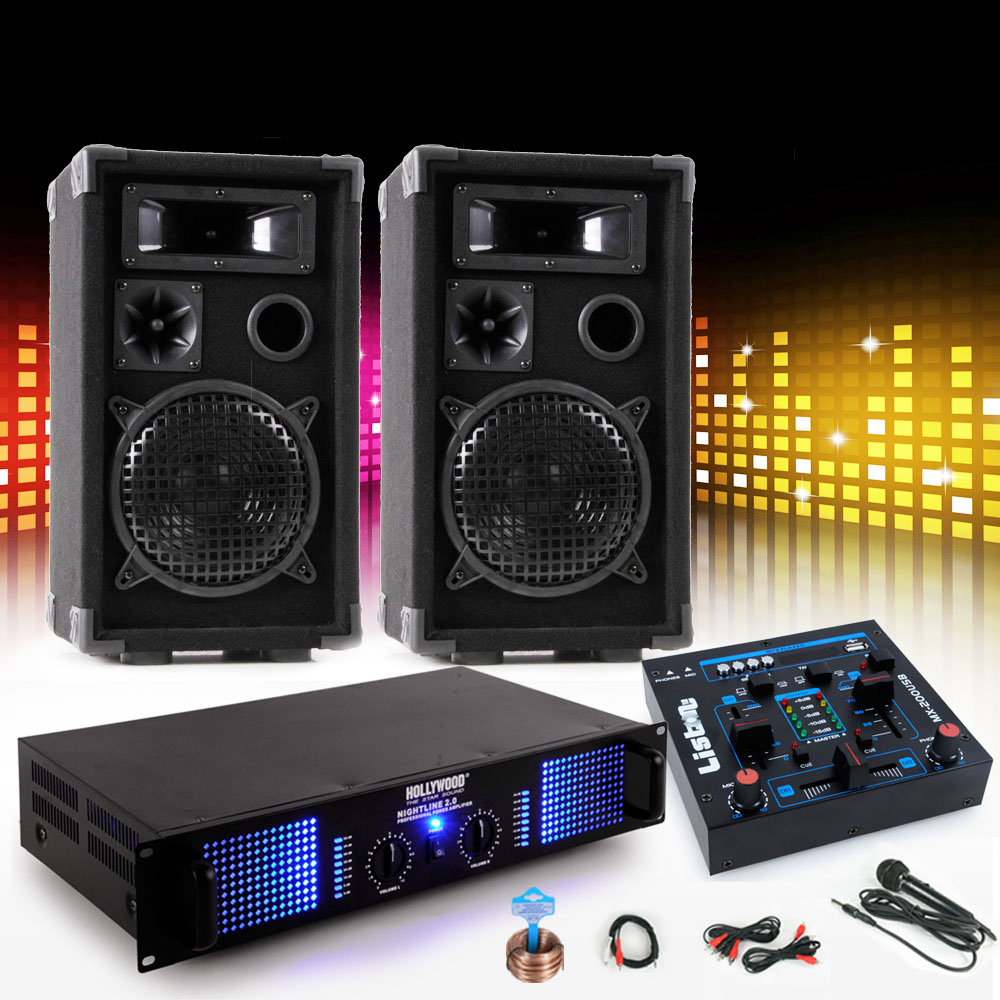 Partyanlage mit Verstärker USB Mischpult und Boxen DJ-631 – Bild 1