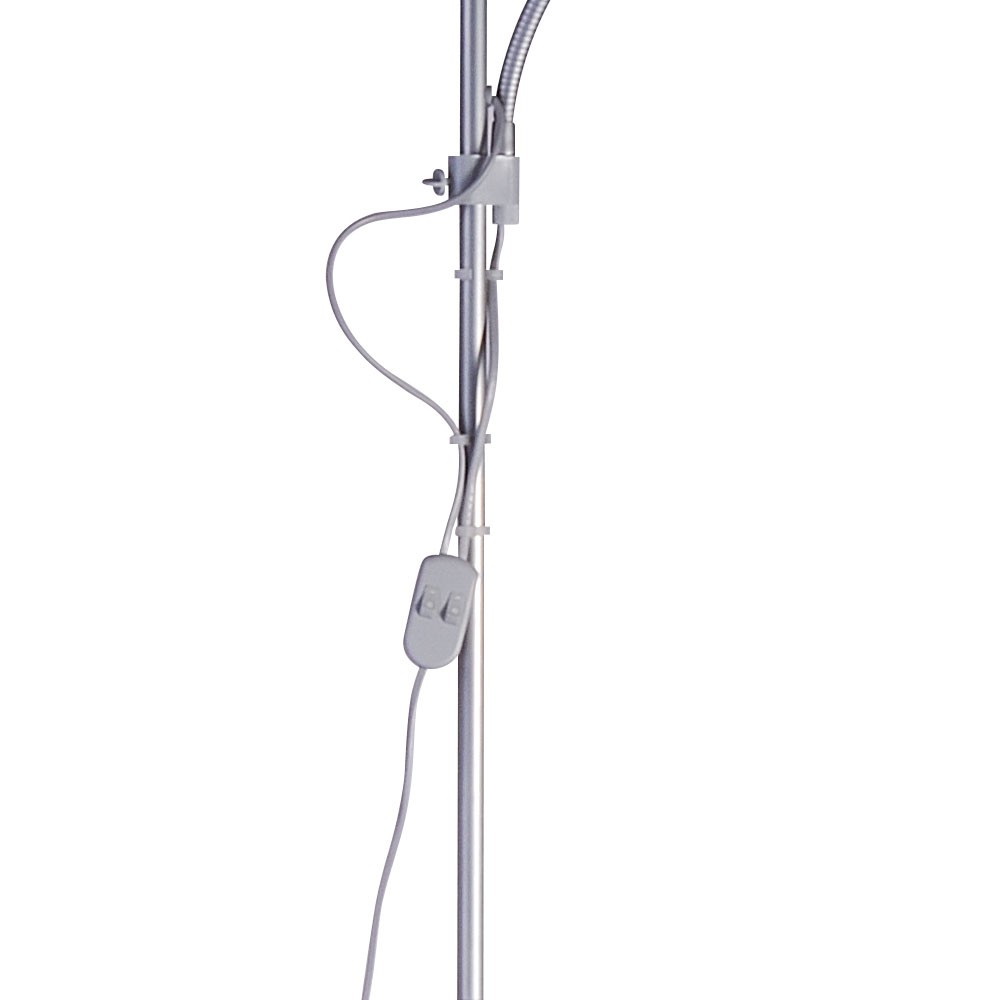 Deckenfluter aus silbernem Metall mit Leselampe – Bild 8