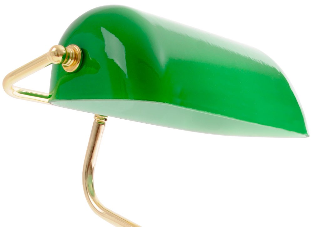 Antike Schreibtischlampe aus Metall Messing mit grünem Glas – Bild 6