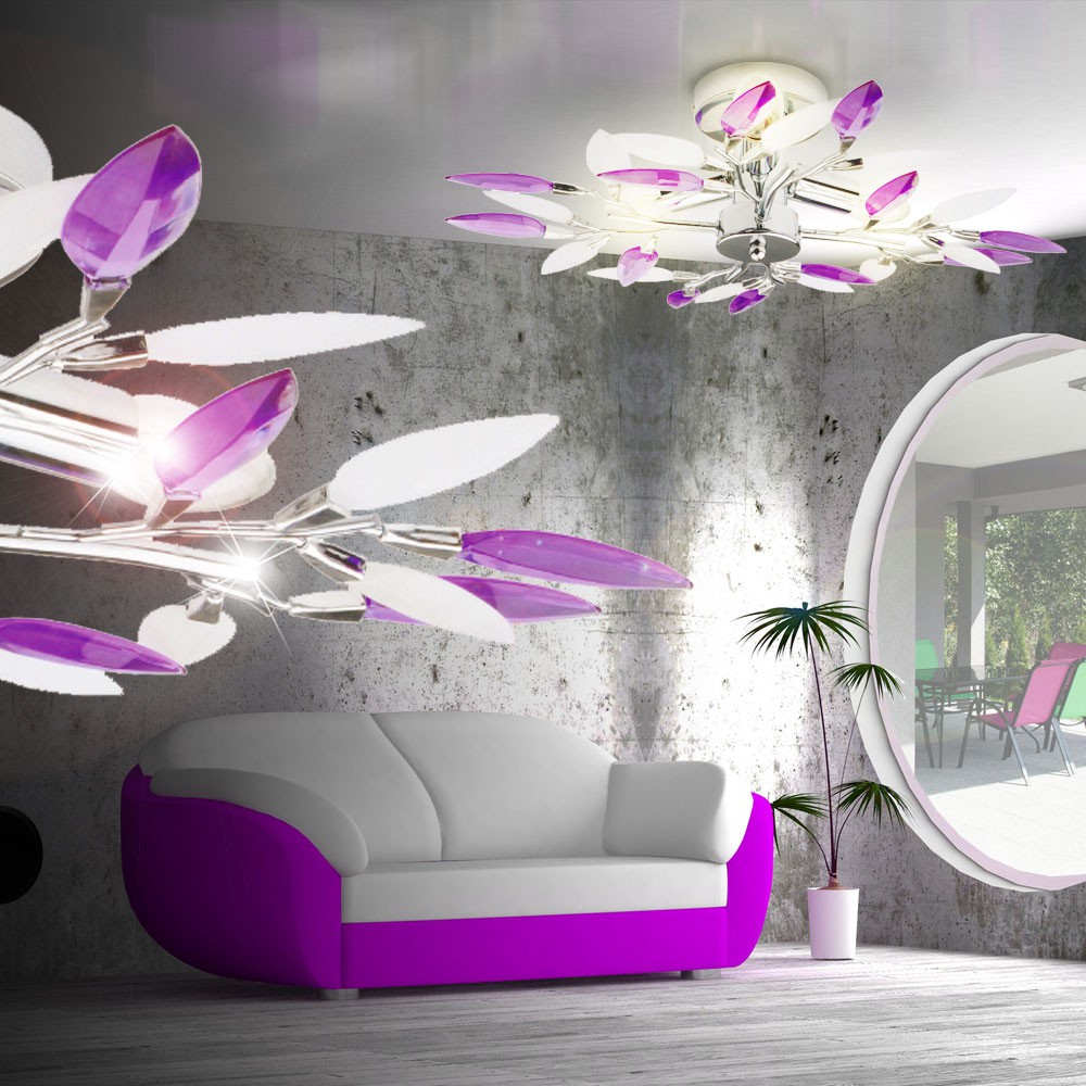Deckenleuchte mit lila Blättern und LED-Leuchten GIULIETTA – Bild 4