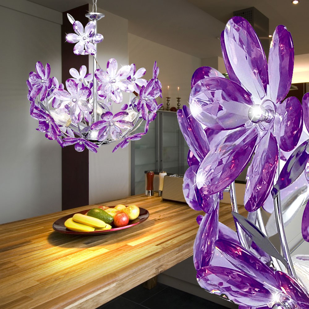 Hängeleuchte Purple aus Chrom mit Acrylblüten PURPLE – Bild 2