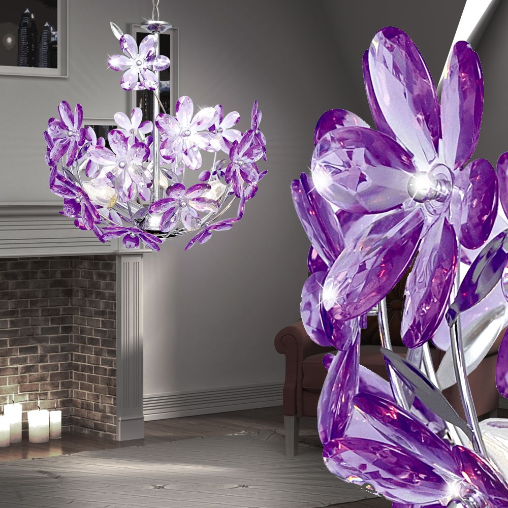 Hängeleuchte Purple aus Chrom mit Acrylblüten PURPLE – Bild 5