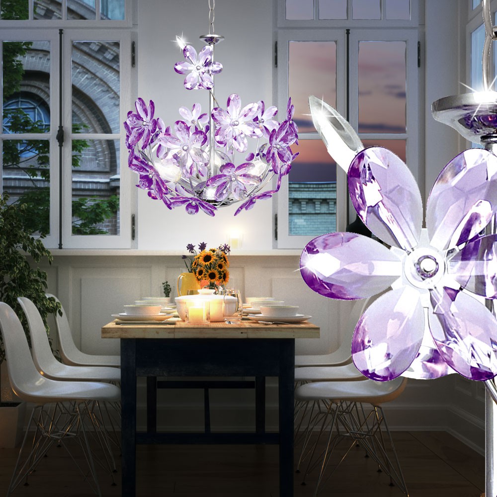 Hängeleuchte Purple aus Chrom mit Acrylblüten PURPLE – Bild 4