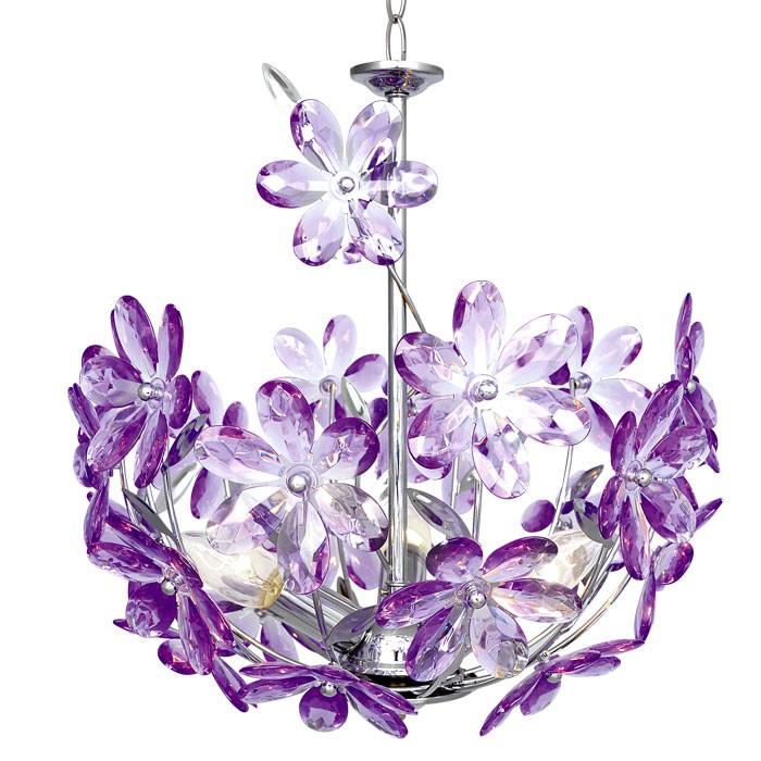 Hängeleuchte Purple aus Chrom mit Acrylblüten PURPLE – Bild 1