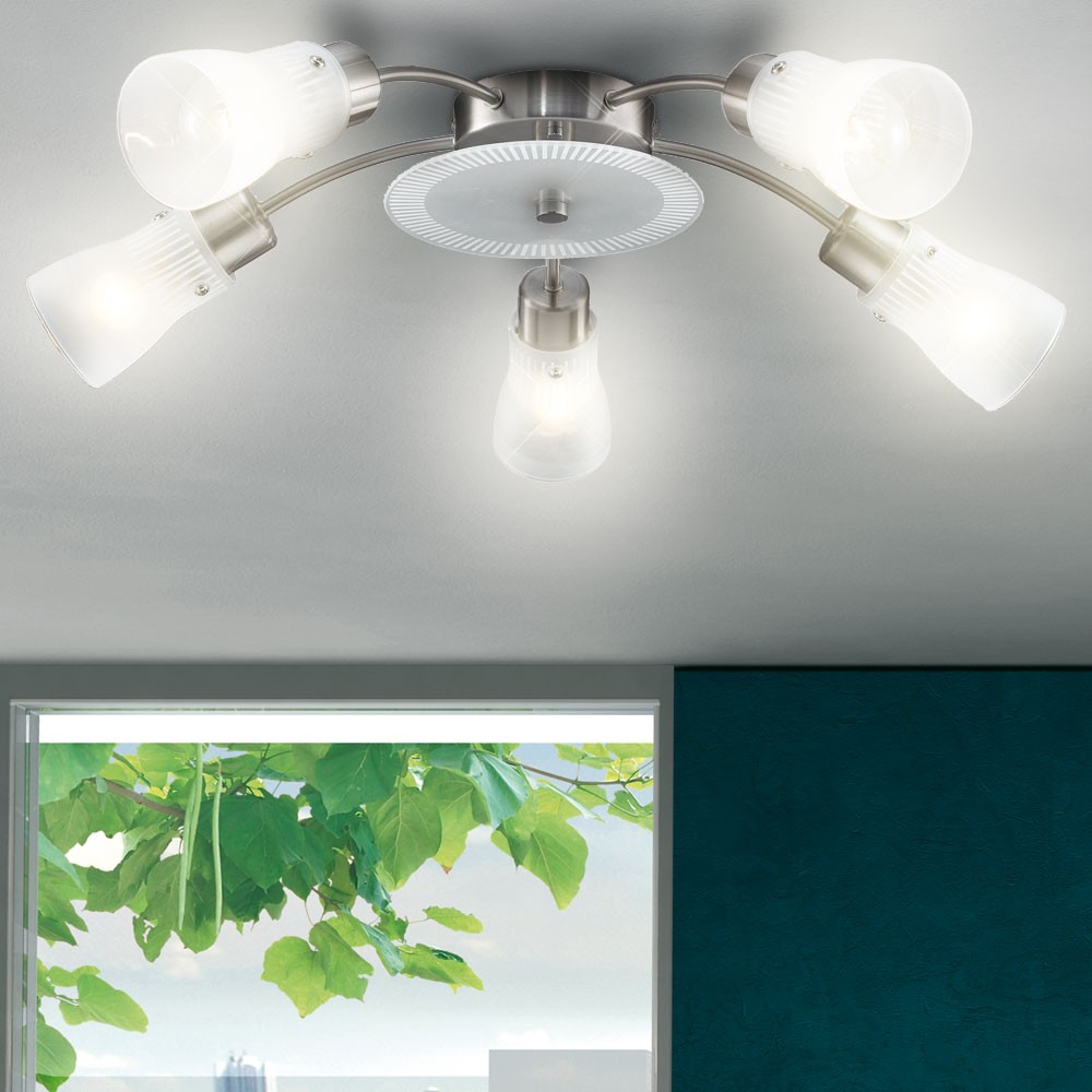 Deckenleuchte geb. Stahl sat. Glas 5x40 Watt Esto Artis – Bild 2