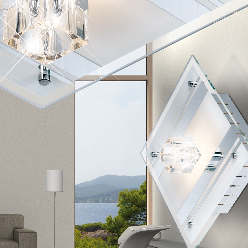 Deckenleuchte aus Spiegelglas und Metall mit Halogen-Leuchte – Bild 8