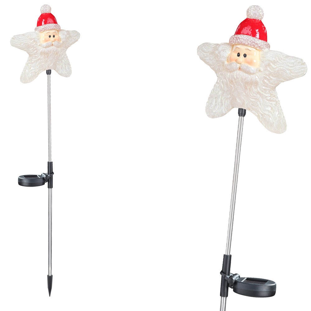 Solar-Gartenleuchten Weihnachtsmann Stern im Doppelpack – Bild 1