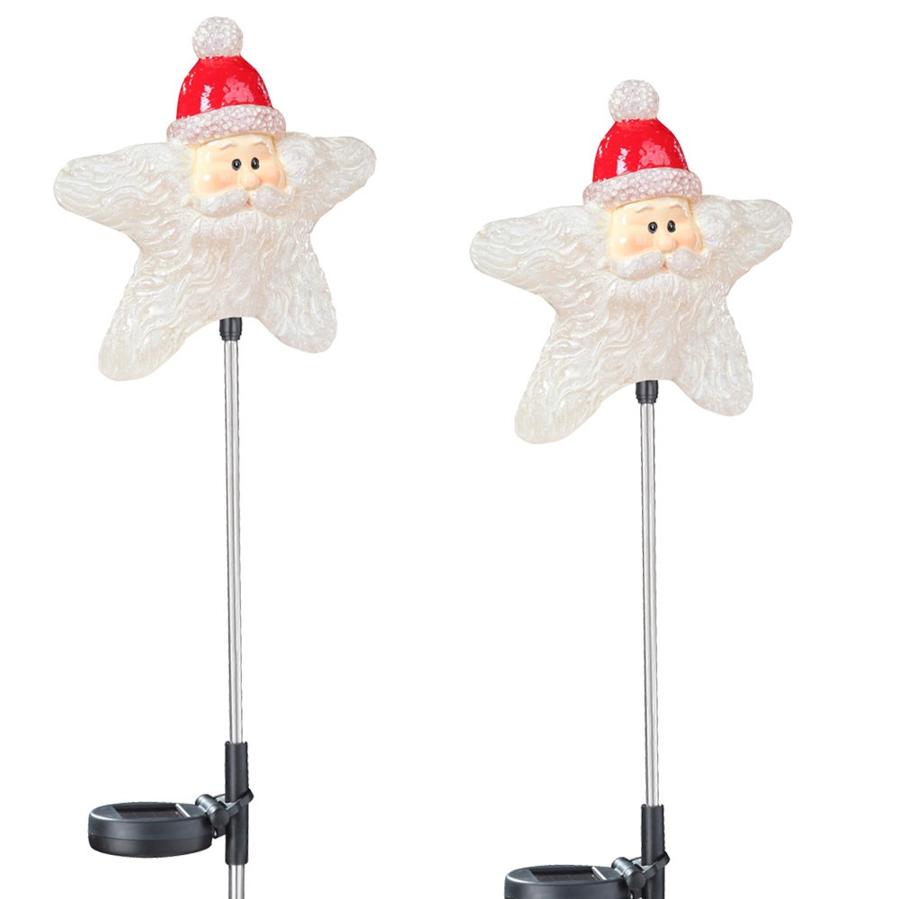 Solar-Gartenleuchten Weihnachtsmann Stern im Doppelpack – Bild 4