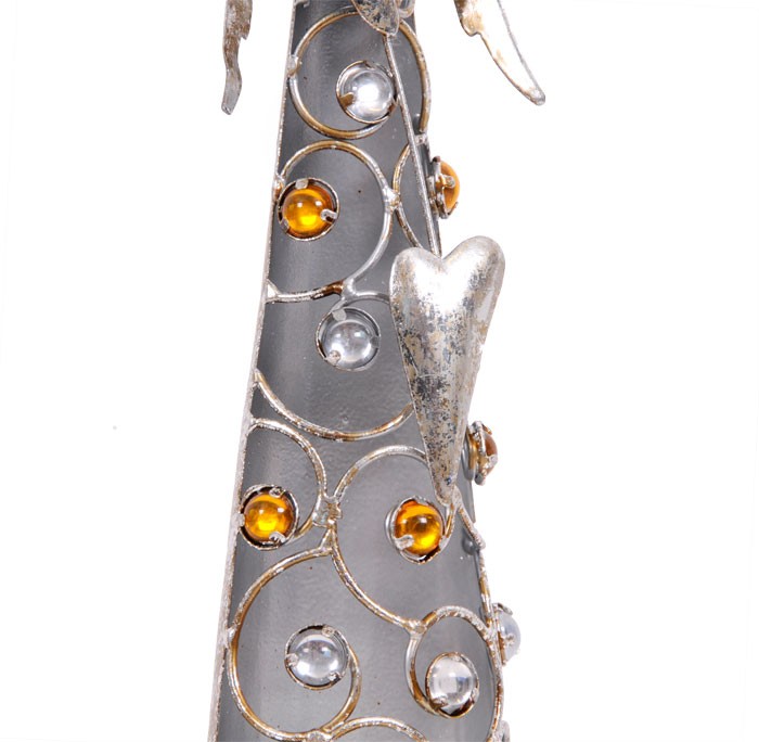 Weihnachtsengel in Metall weiß-gold und Glasdekor bunt – Bild 5
