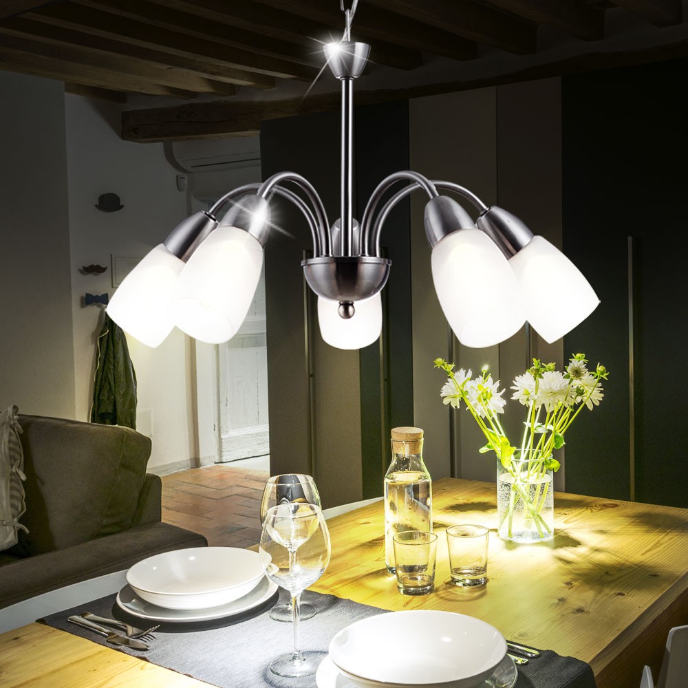Deckenlampe 5-flammig mit Milchglas Alabaster Optik weiß PUMILA – Bild 4