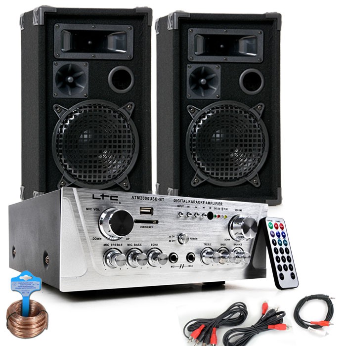 Partyanlage mit zwei Boxen und USB MP3 Verstärker DJ-694 – Bild 1