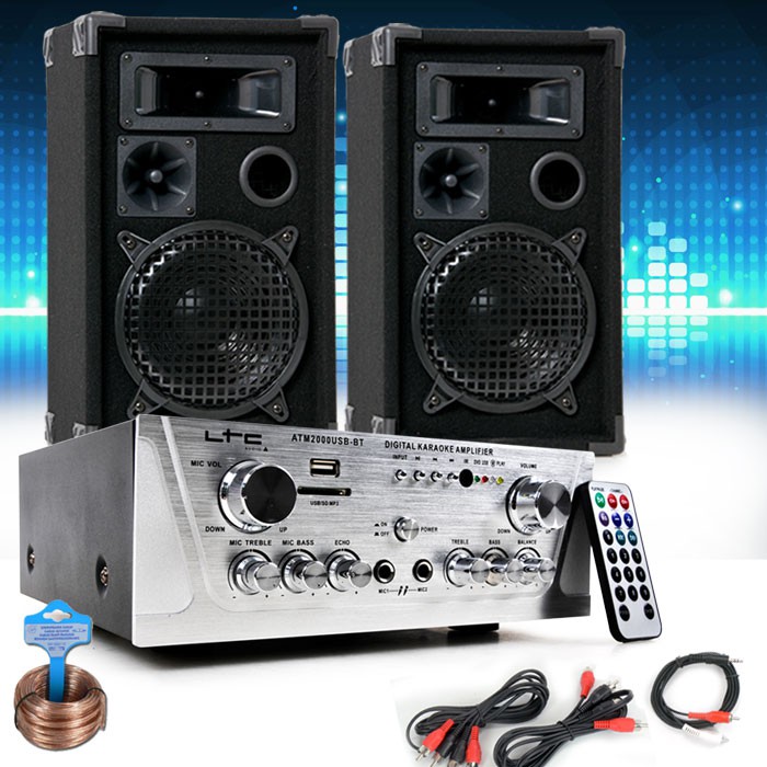 Partyanlage mit zwei Boxen und USB MP3 Verstärker DJ-694 – Bild 2