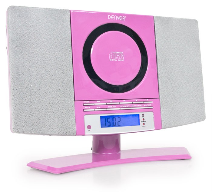 Stereoanlage Wecker CD-Player MP3 via AUX Denver MC-5220 pink – Bild 1