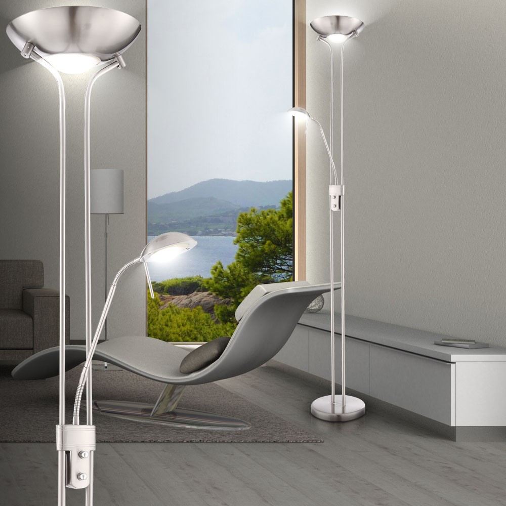 LED Deckenfluter mit Leselicht in Nickel-Optik LEONAS – Bild 8