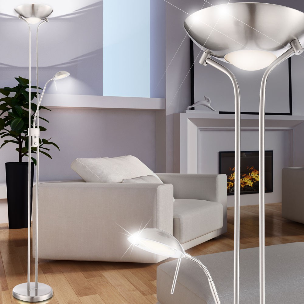 LED Deckenfluter mit Leselicht in Nickel-Optik LEONAS – Bild 4