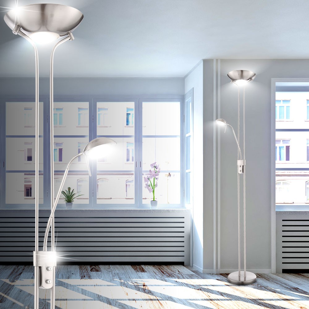 LED Deckenfluter mit Leselicht in Nickel-Optik LEONAS – Bild 6