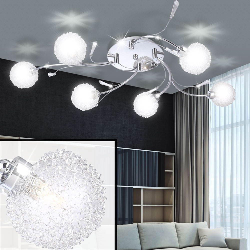 Decken Strahler Arbeitszimmer ALU Geflecht Leuchte Dielen Kugel Lampe silber