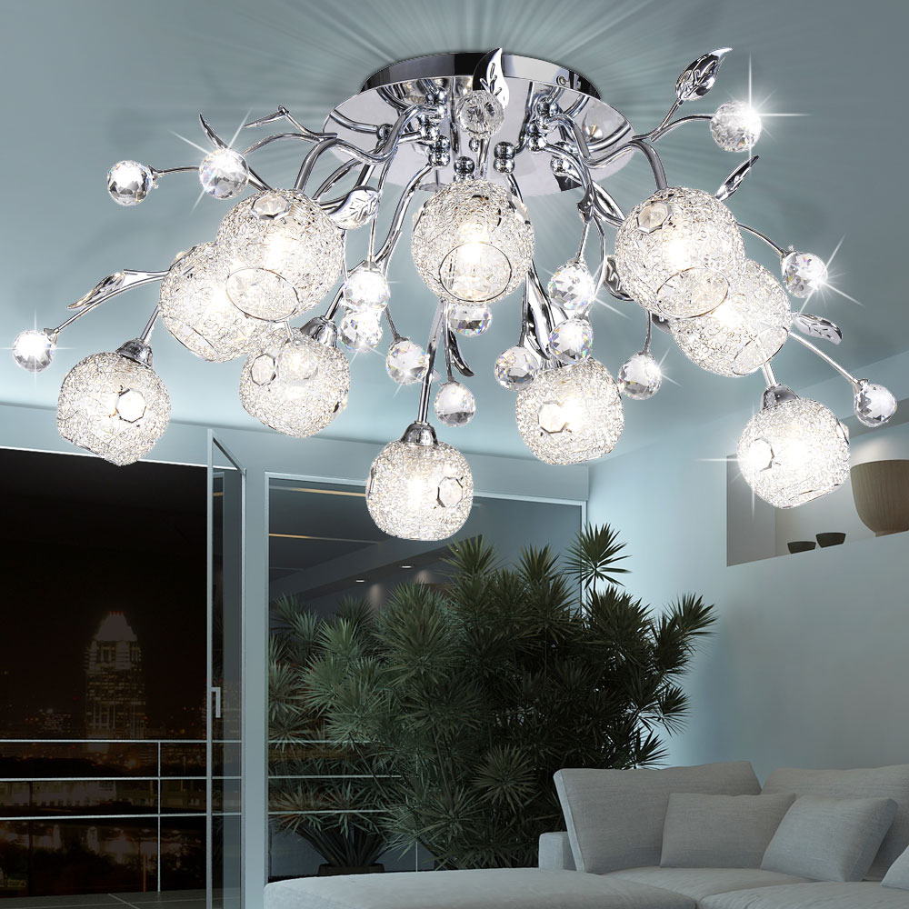 Decken lampe glas kristalle wohn zimmer lüster beleuchtung kugel kronleuchter