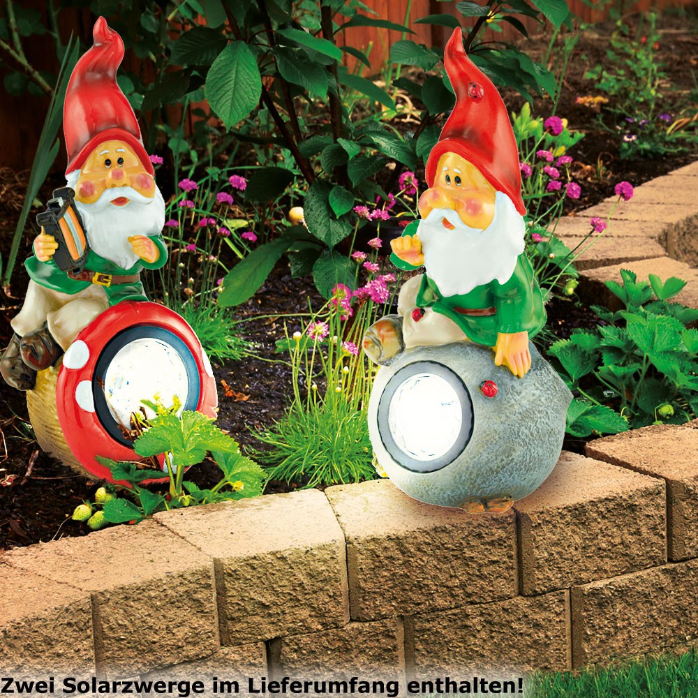 Zwei Solarleuchten in Form von Gartenzwergen – Bild 2