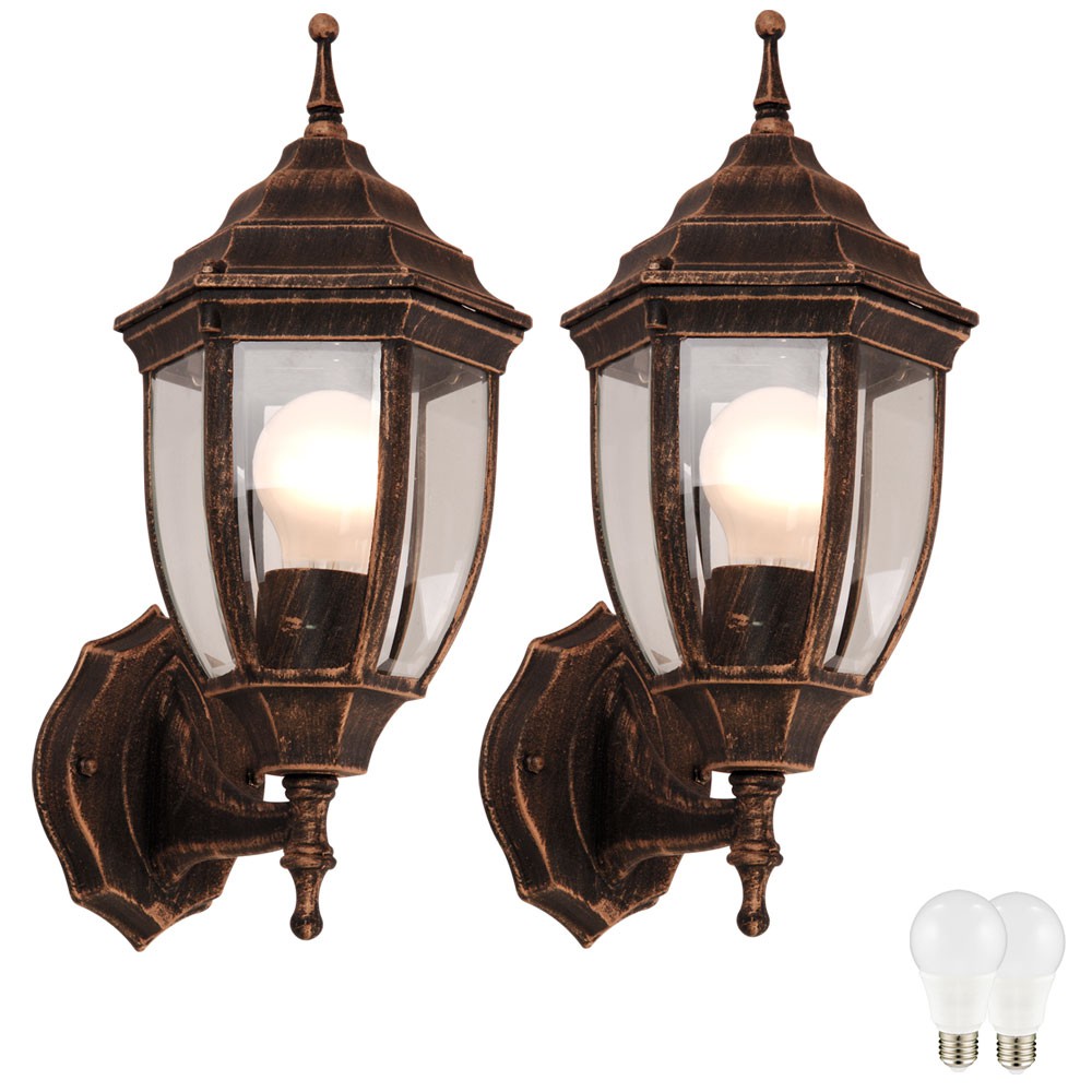 Set of 2 LED Outdoor Lighting Terrace Glass Front Door Wall Lamps Aluminium IP44 eBay