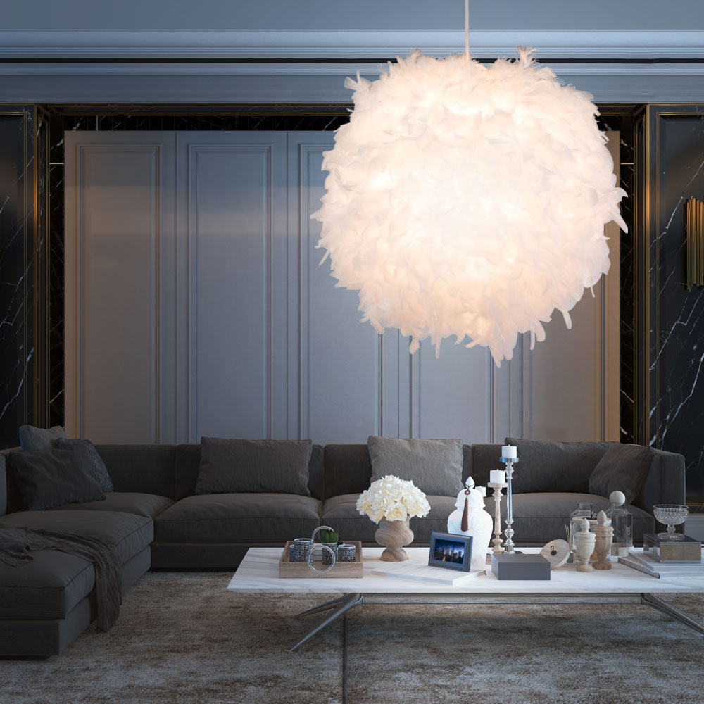 Design Hängelampe Schlafzimmer Kugel Feder Pendelleuchte ...