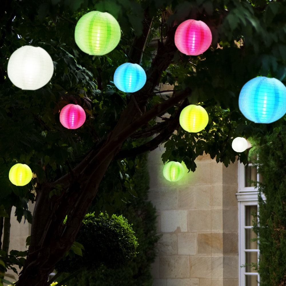 LED Lampion-Lichterkette mit Solarpanel inkl. Erdspieß – Bild 2