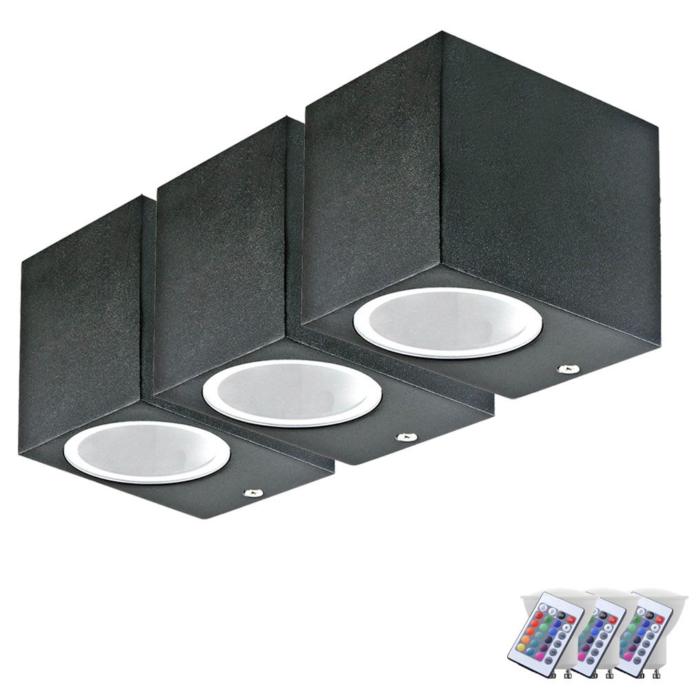 set of 3 rgb led downlights for exterior walls vt 7651
