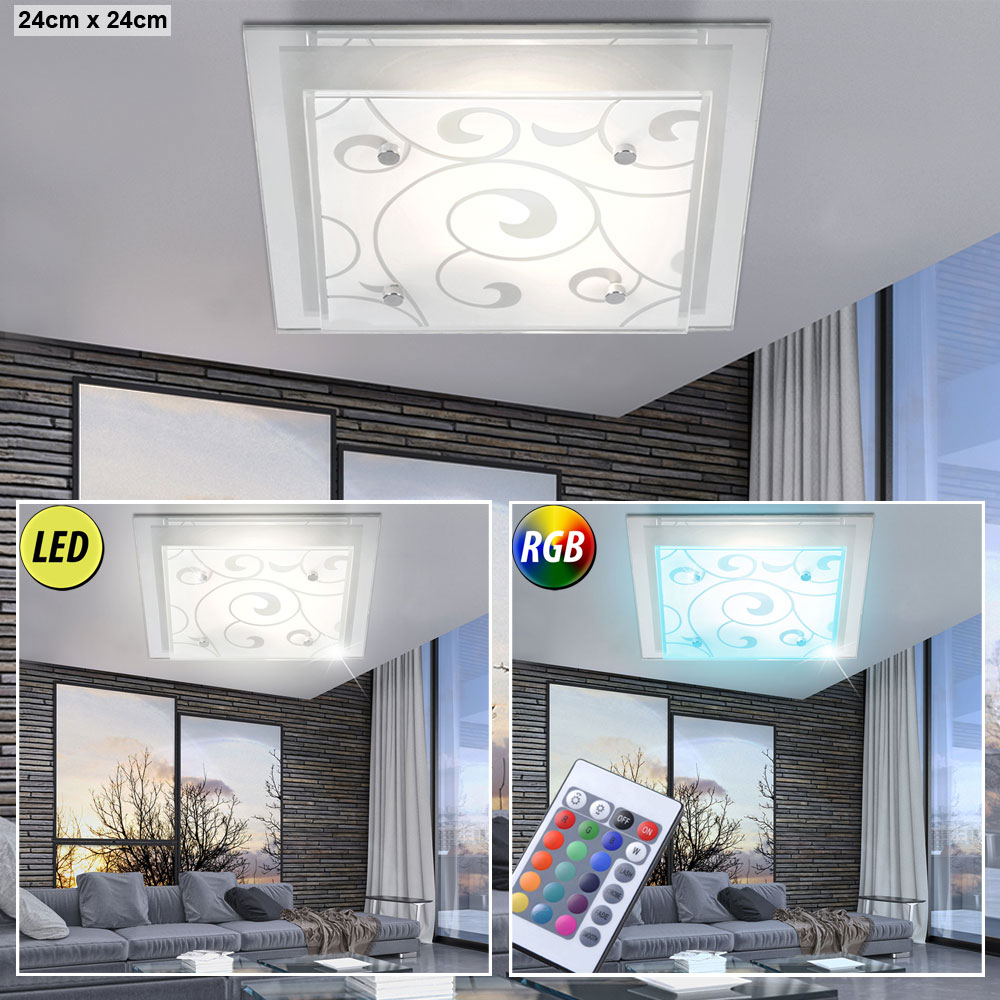RGB LED Decken Lampen Wohn Zimmer Fernbedienung Glas Dekor Beleuchtung dimmbar 