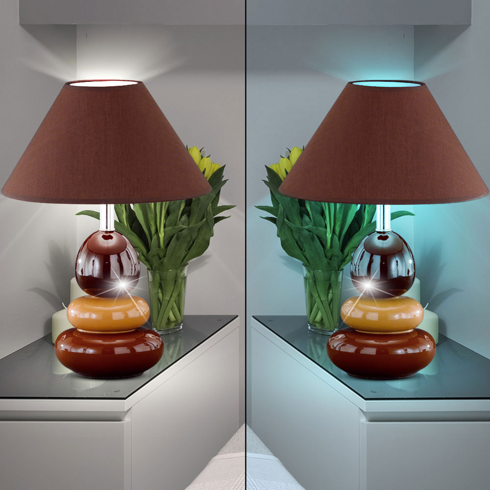 RGB LED Tischlampe aus Keramik und Textil mit Schalter BALON – Bild 6
