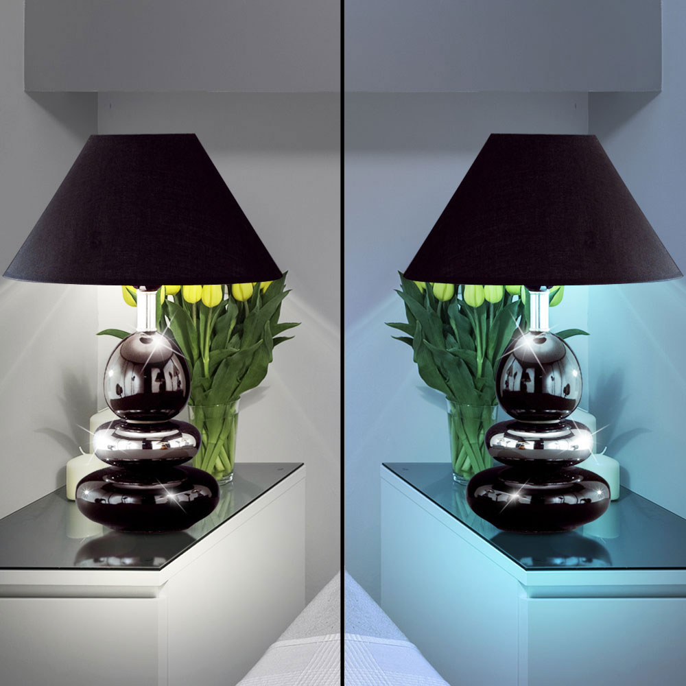 RGB LED Tischlampe aus Keramik und Textil mit Schalter BALON – Bild 4