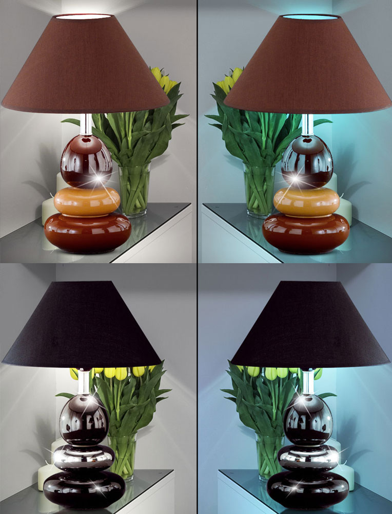RGB LED Tischlampe aus Keramik und Textil mit Schalter BALON – Bild 2